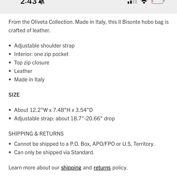 Il Bisonte Oliveta Leather Hobo Bag Caffe - Picture 13 of 14